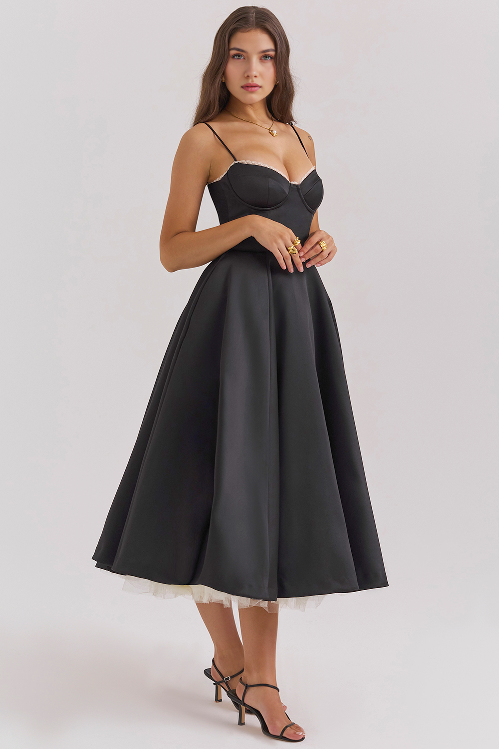 Elegant Corset Midi Dress for Women – Fit and Flare Style for Weddings, Parties & Formal Occasions