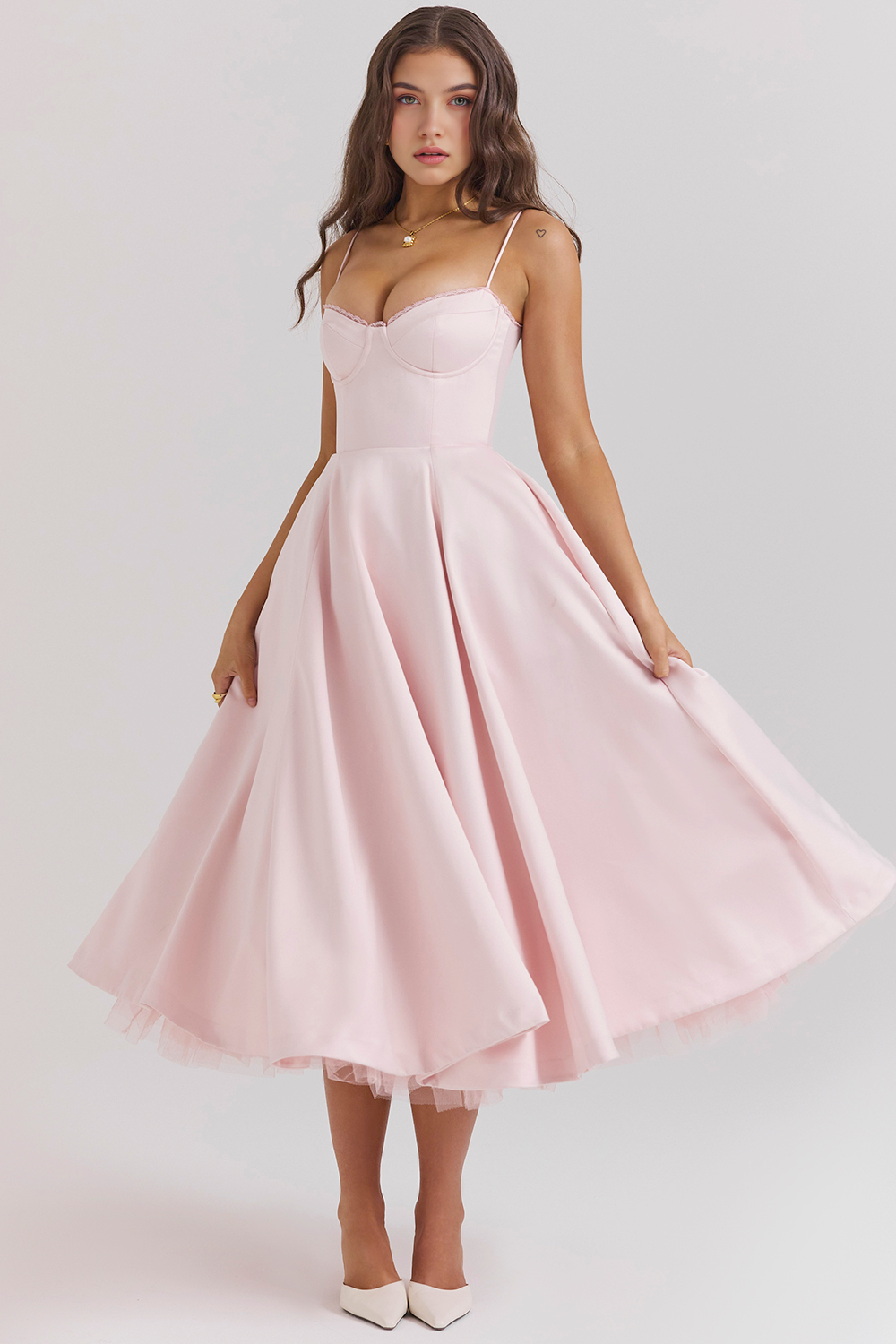 Elegant Corset Midi Dress for Women – Fit and Flare Style for Weddings, Parties & Formal Occasions