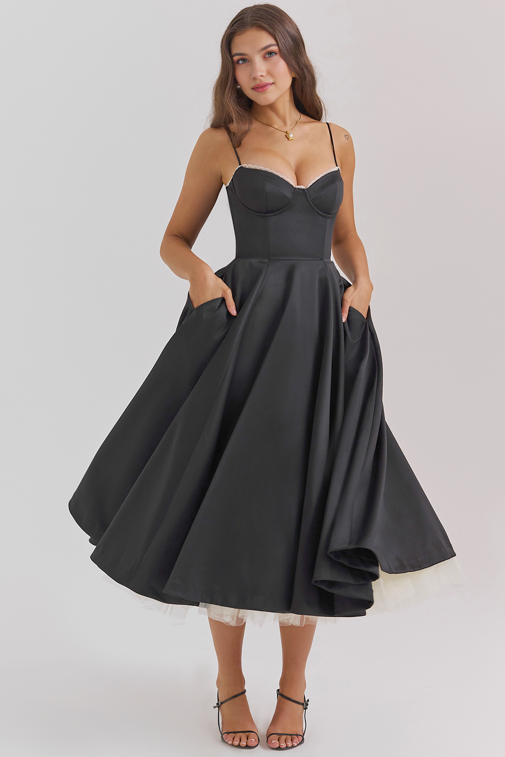Elegant Corset Midi Dress for Women – Fit and Flare Style for Weddings, Parties & Formal Occasions