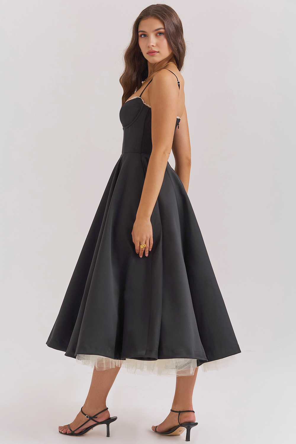 Elegant Corset Midi Dress for Women – Fit and Flare Style for Weddings, Parties & Formal Occasions