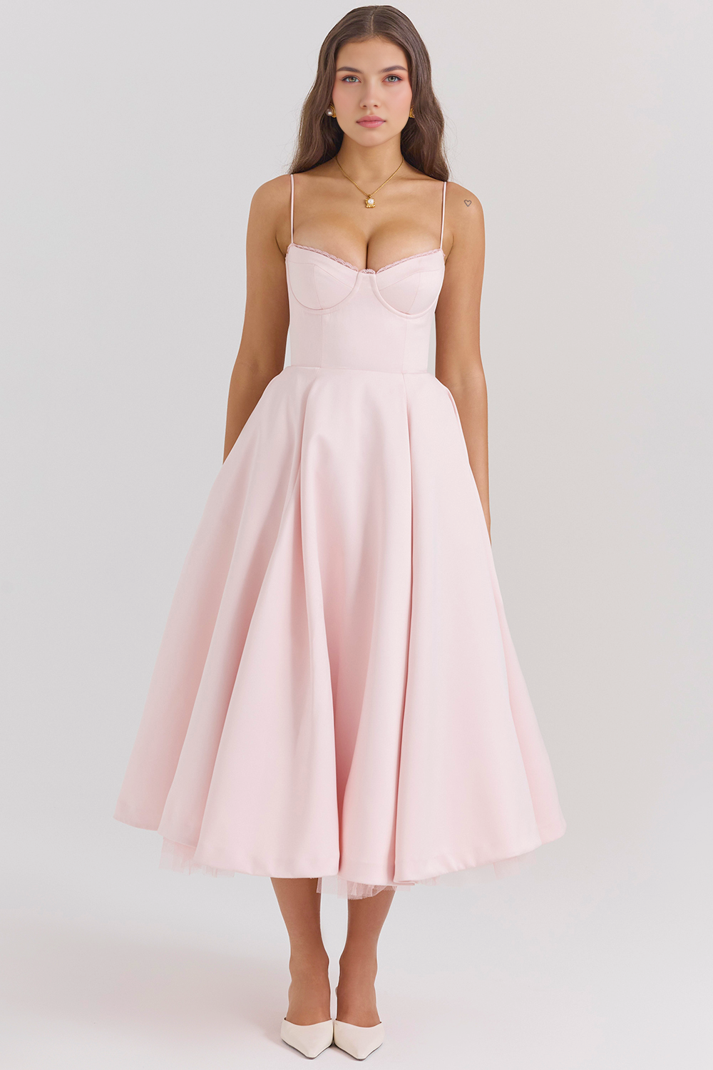 Elegant Corset Midi Dress for Women – Fit and Flare Style for Weddings, Parties & Formal Occasions