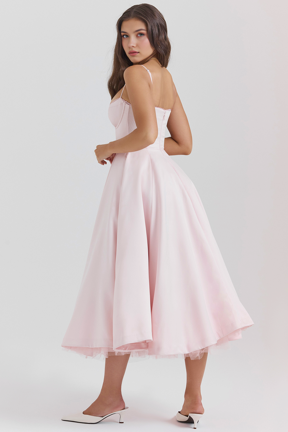 Elegant Corset Midi Dress for Women – Fit and Flare Style for Weddings, Parties & Formal Occasions
