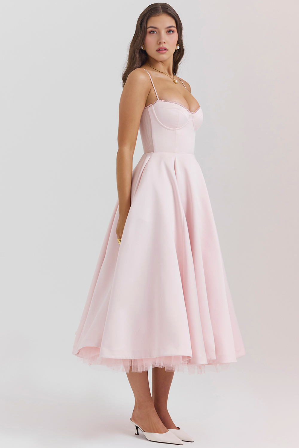 Elegant Corset Midi Dress for Women – Fit and Flare Style for Weddings, Parties & Formal Occasions