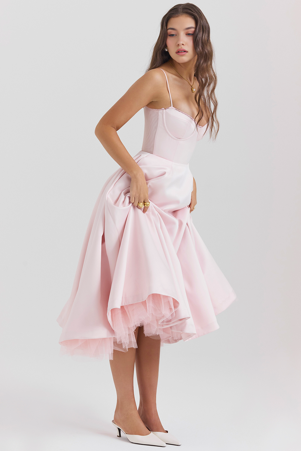 Elegant Corset Midi Dress for Women – Fit and Flare Style for Weddings, Parties & Formal Occasions