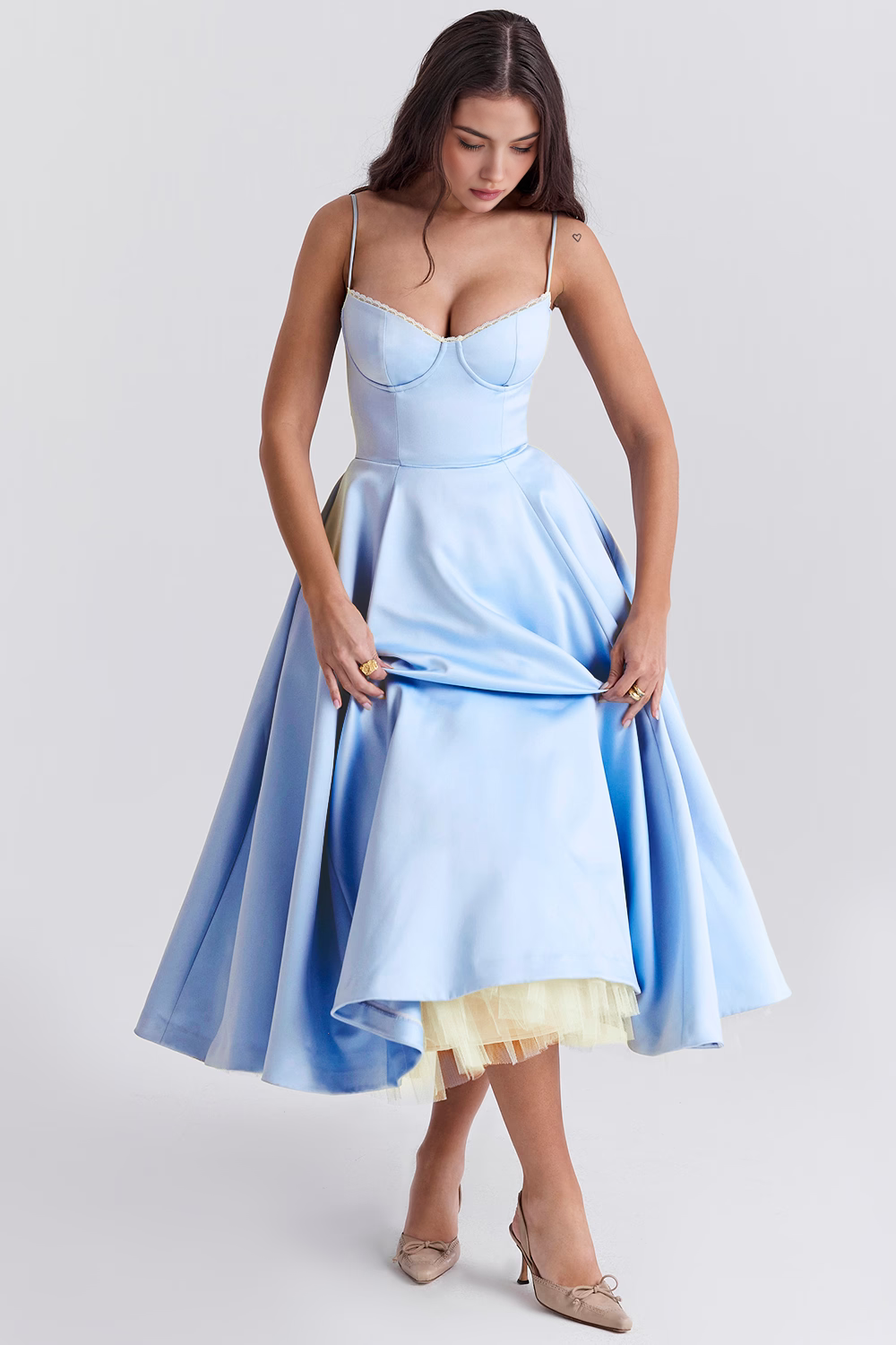 Elegant Corset Midi Dress for Women – Fit and Flare Style for Weddings, Parties & Formal Occasions