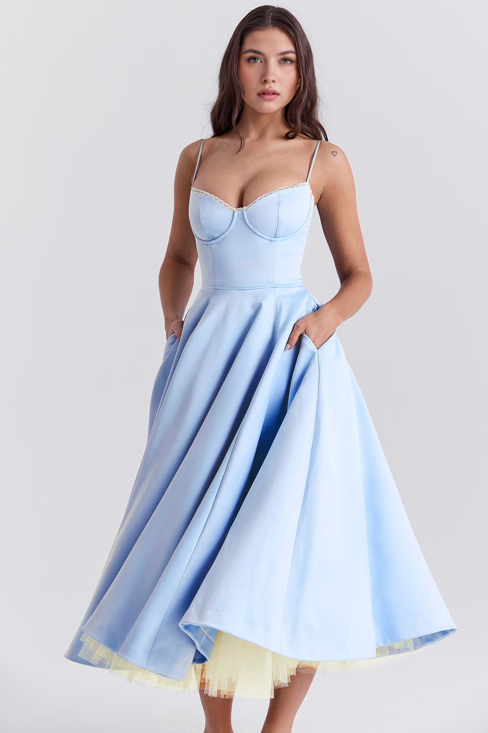 Elegant Corset Midi Dress for Women – Fit and Flare Style for Weddings, Parties & Formal Occasions