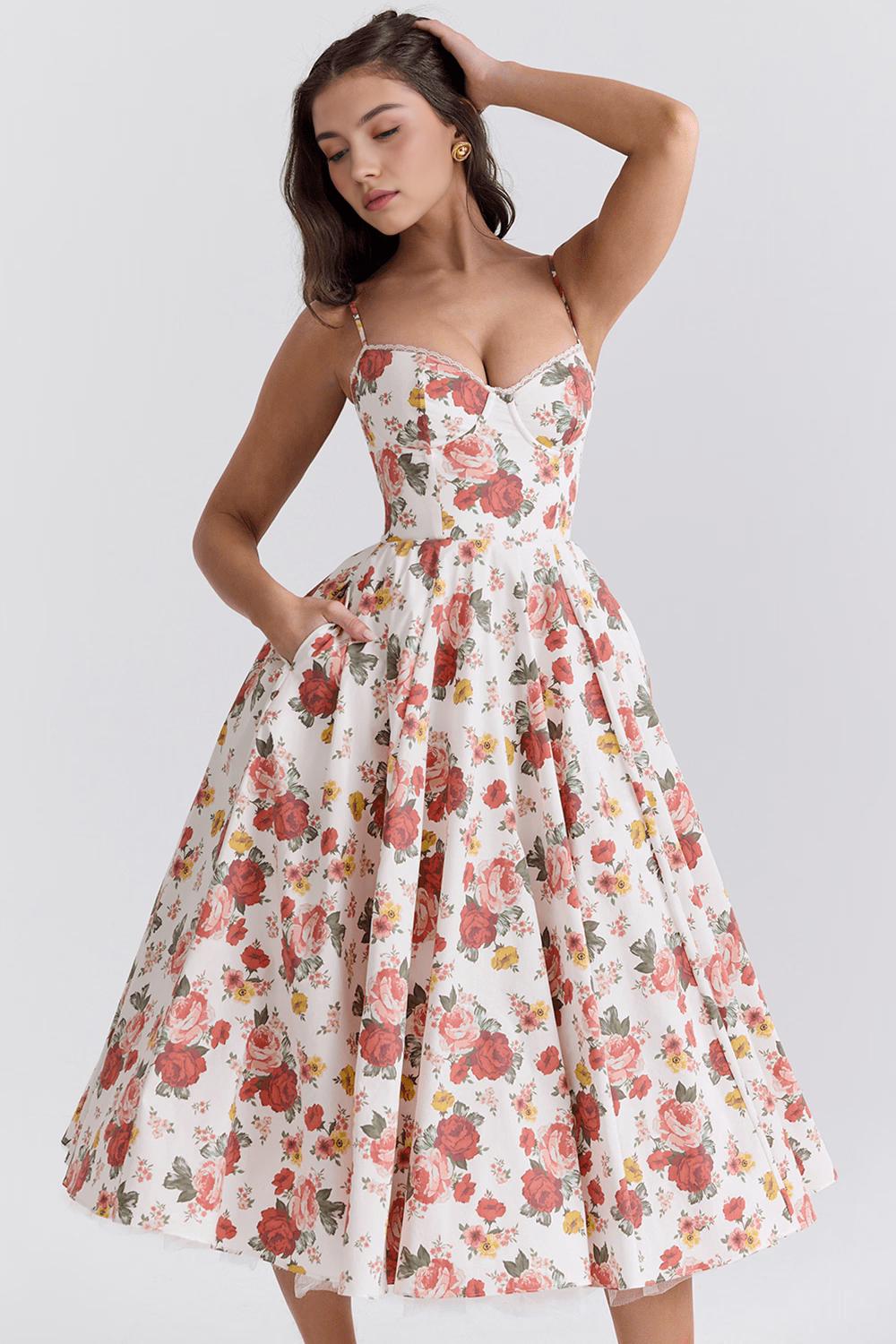 Elegant Corset Midi Dress for Women – Fit and Flare Style for Weddings, Parties & Formal Occasions