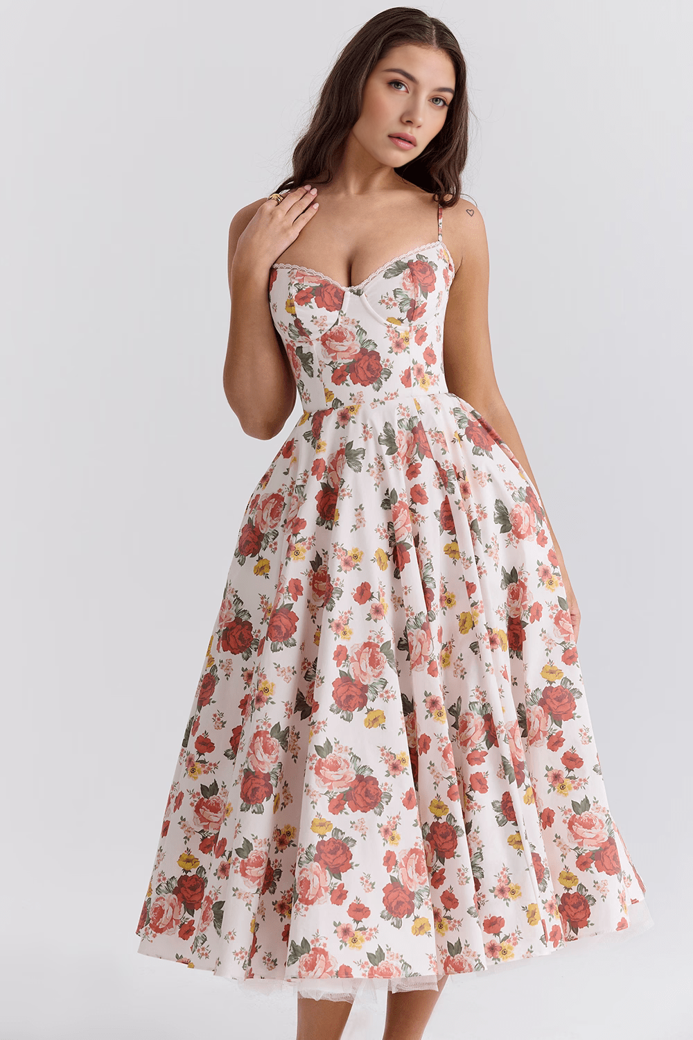 Elegant Corset Midi Dress for Women – Fit and Flare Style for Weddings, Parties & Formal Occasions