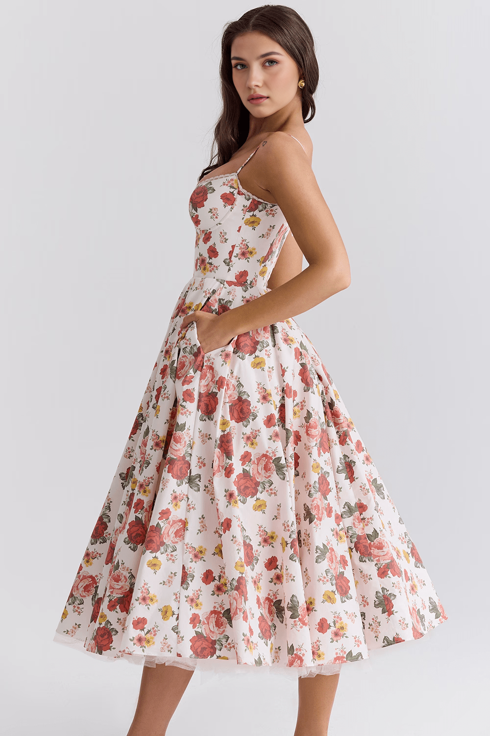 Elegant Corset Midi Dress for Women – Fit and Flare Style for Weddings, Parties & Formal Occasions