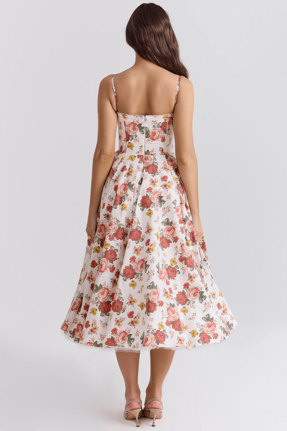 Elegant Corset Midi Dress for Women – Fit and Flare Style for Weddings, Parties & Formal Occasions