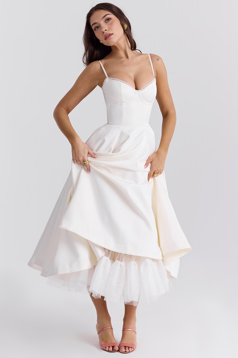 Elegant Corset Midi Dress for Women – Fit and Flare Style for Weddings, Parties & Formal Occasions