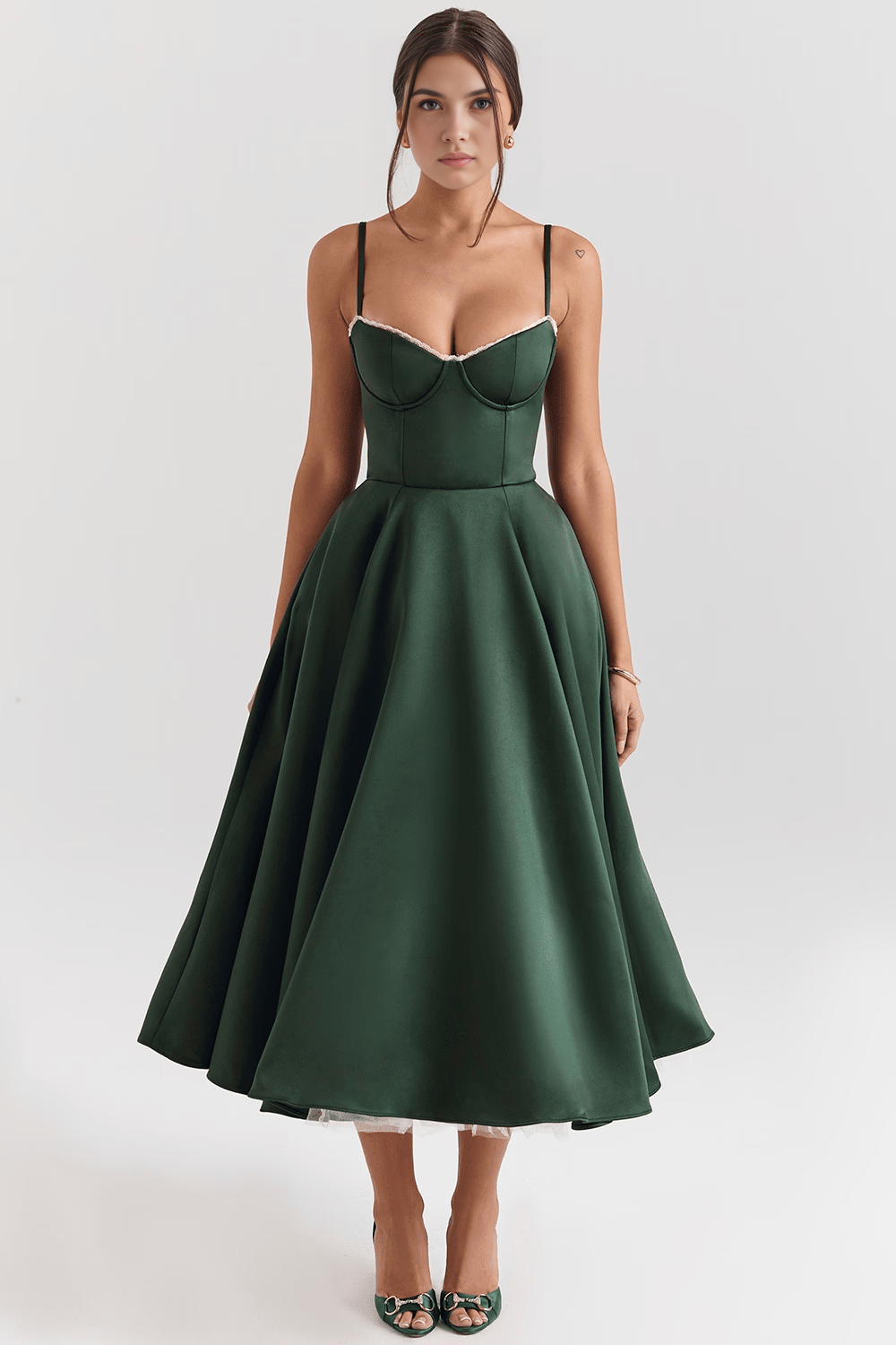 Elegant Corset Midi Dress for Women – Fit and Flare Style for Weddings, Parties & Formal Occasions