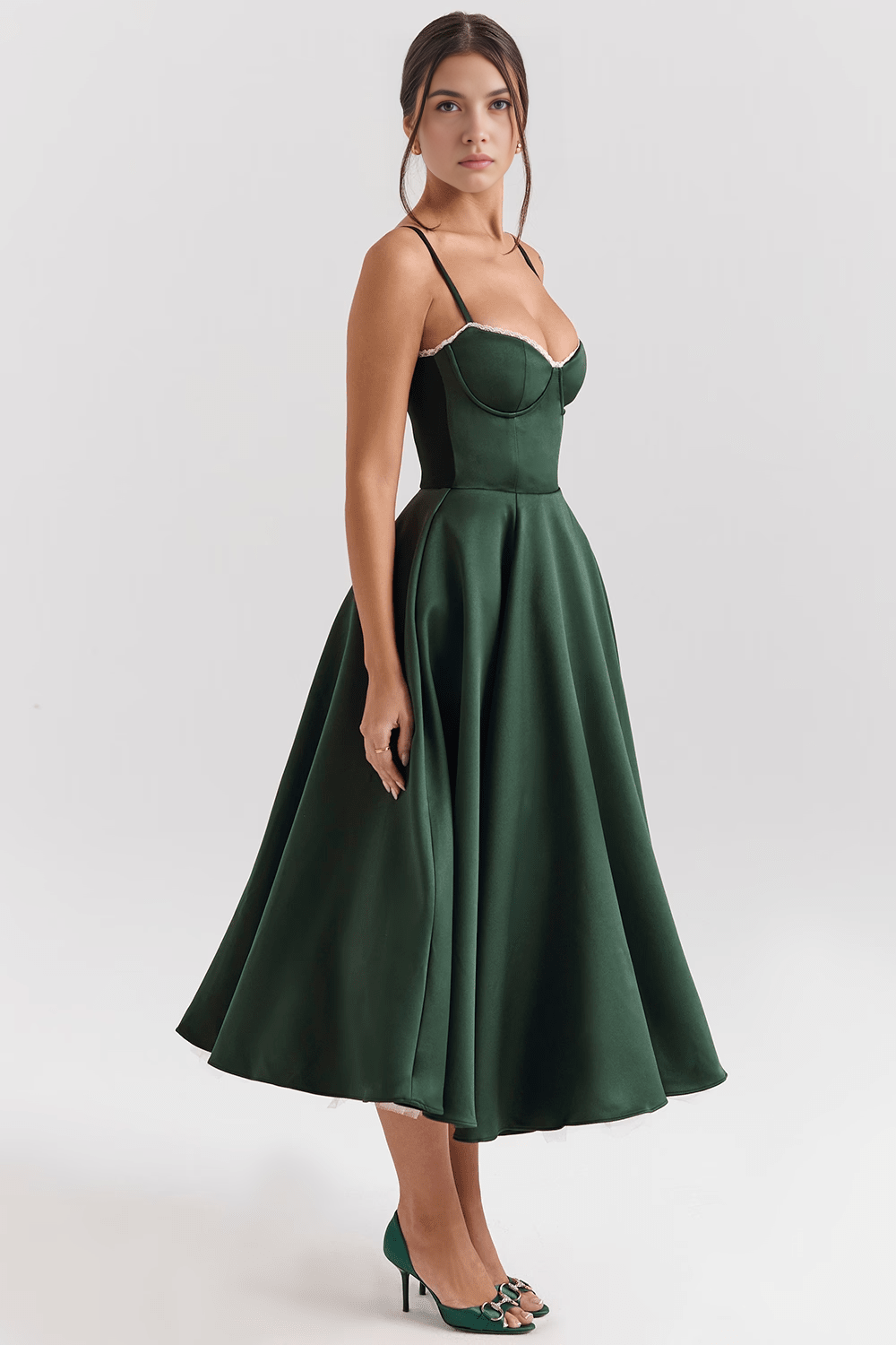 Elegant Corset Midi Dress for Women – Fit and Flare Style for Weddings, Parties & Formal Occasions
