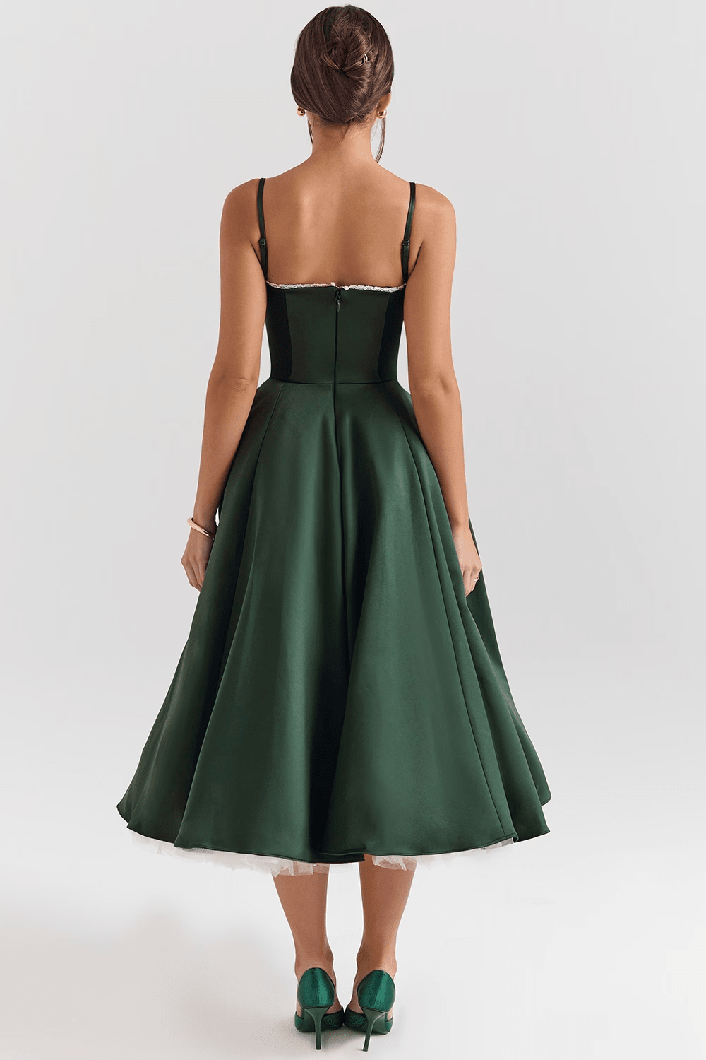 Elegant Corset Midi Dress for Women – Fit and Flare Style for Weddings, Parties & Formal Occasions