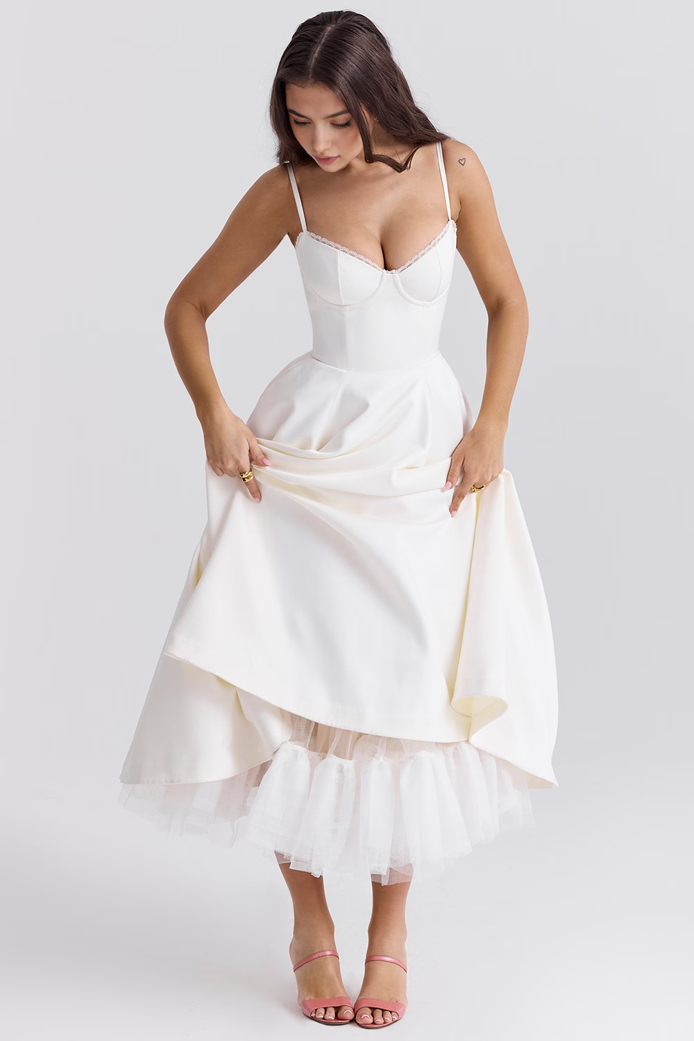 Elegant Corset Midi Dress for Women – Fit and Flare Style for Weddings, Parties & Formal Occasions