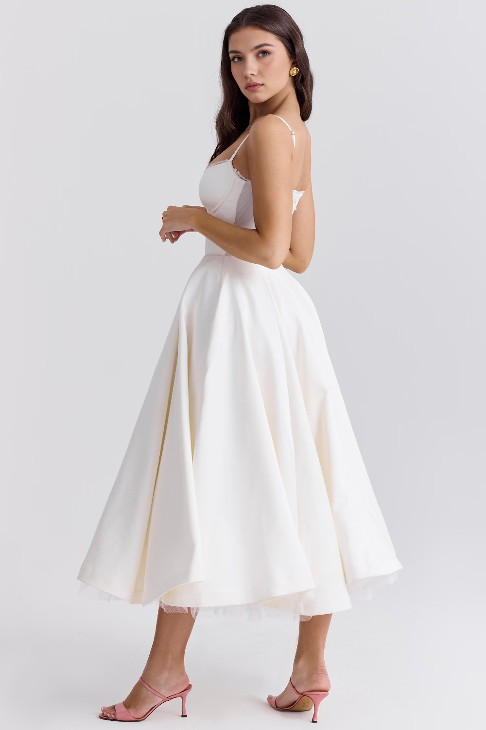 Elegant Corset Midi Dress for Women – Fit and Flare Style for Weddings, Parties & Formal Occasions