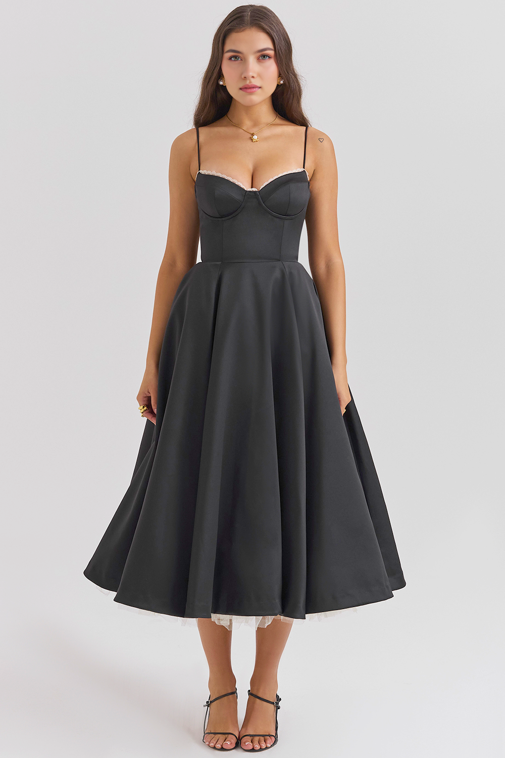 Elegant Corset Midi Dress for Women – Fit and Flare Style for Weddings, Parties & Formal Occasions