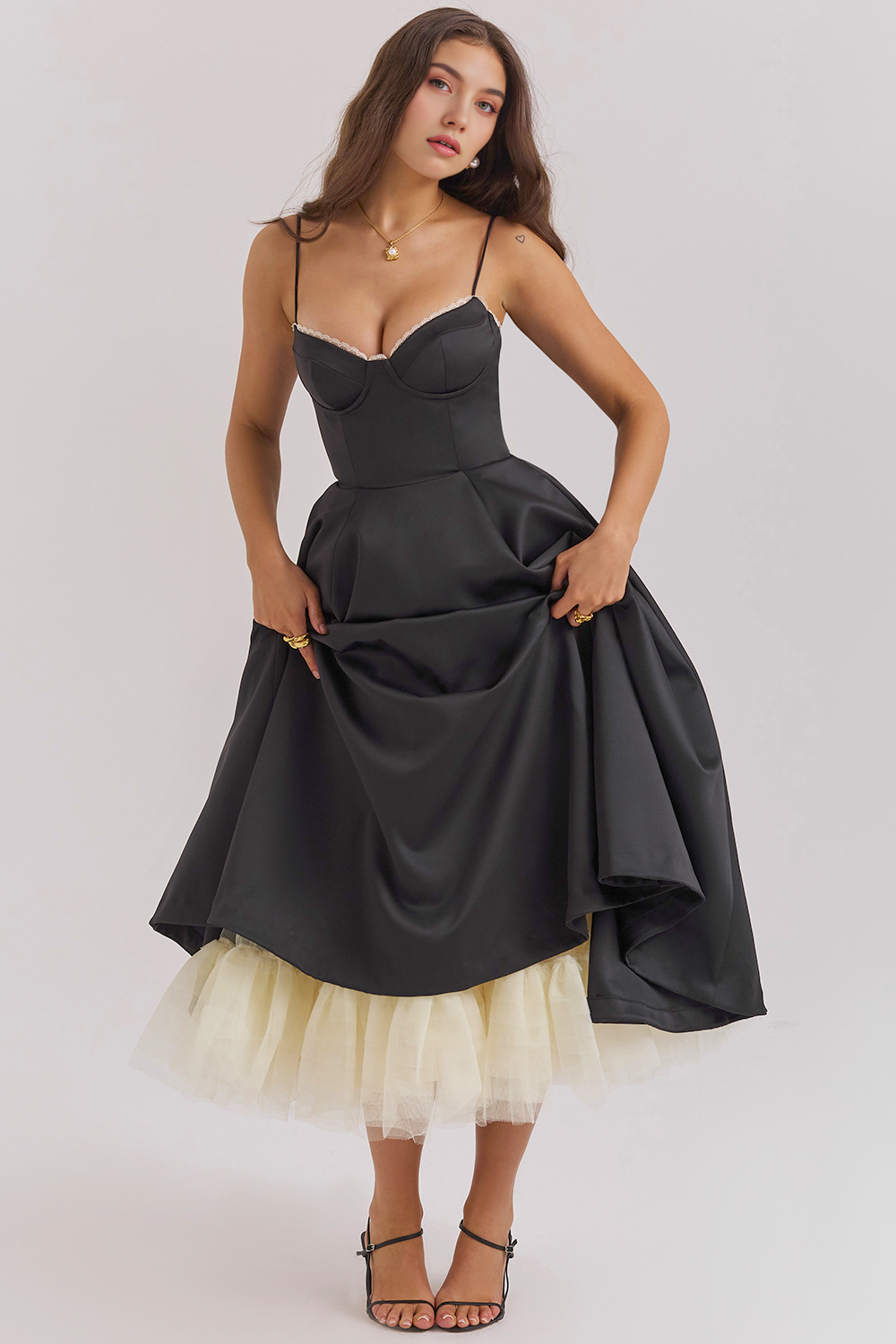 Elegant Corset Midi Dress for Women – Fit and Flare Style for Weddings, Parties & Formal Occasions
