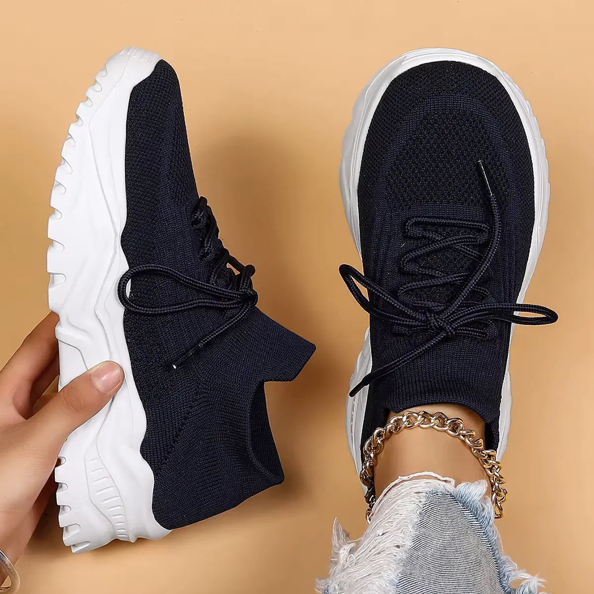 Orthopaedic Shoes for Women - Pain Relief, Extra Foot Support, Comfortable & Stylish Black White