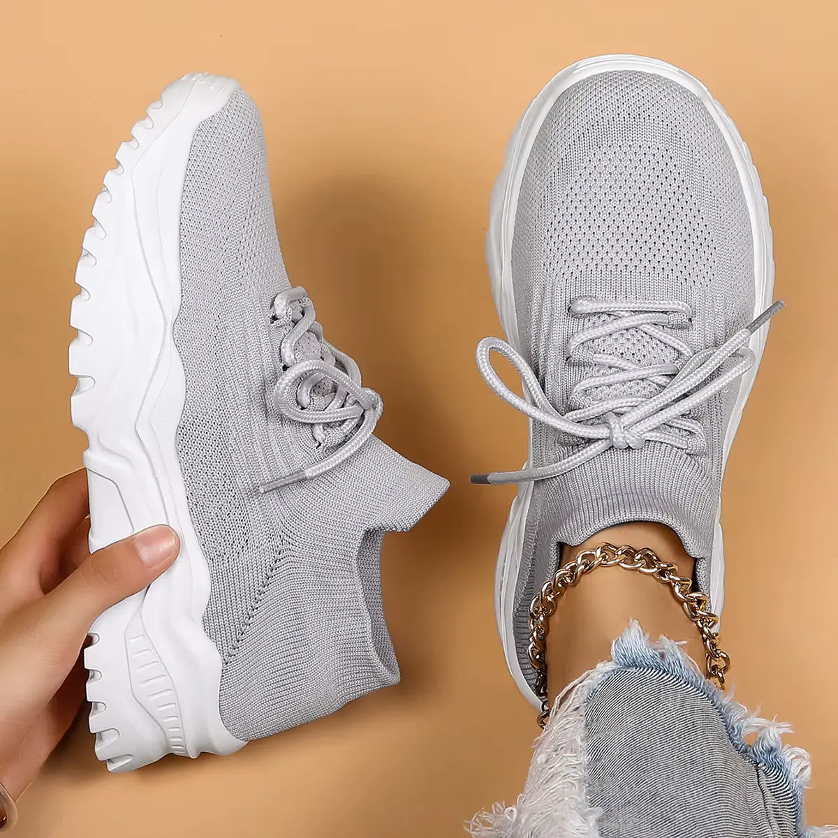 Orthopaedic Shoes for Women - Pain Relief, Extra Foot Support, Comfortable & Stylish Light Grey