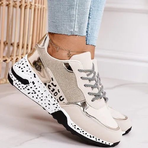 Women's Orthopaedic Stylish Sneakers - Cushioned Sole for All-Day Comfort and Support Gold